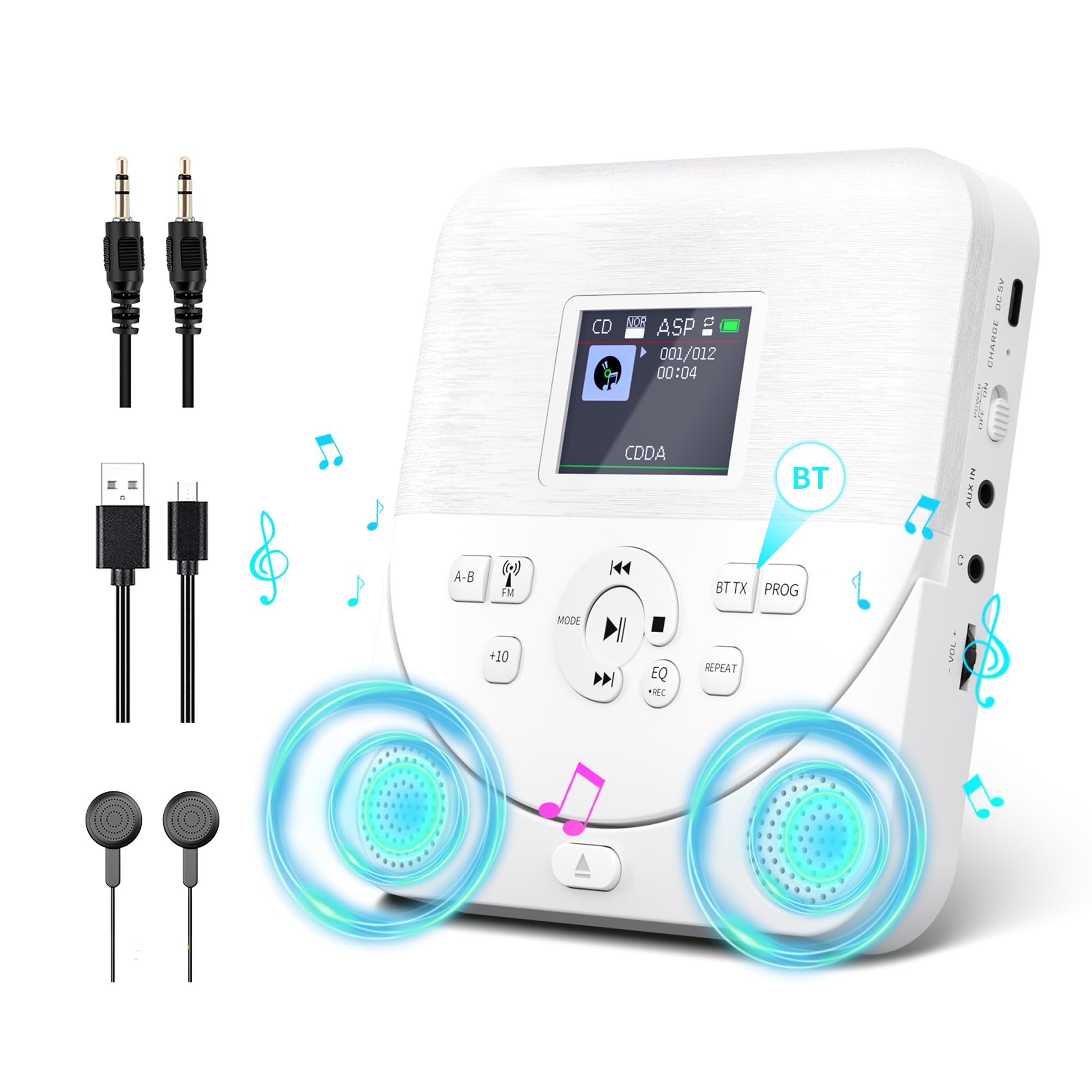 【M3091-120-90】CDプレーヤー Bluetooth受信/送信 Amazon.co.jp: CDプレーヤー壁掛け式・スピーカー内蔵 ポータブルCD